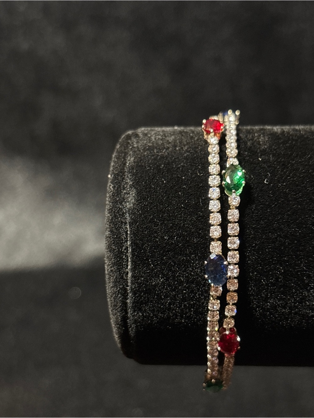 4.2mm Silver Tone Double Tennis CZ Bracelet 8 in. - Picture 10 of 14